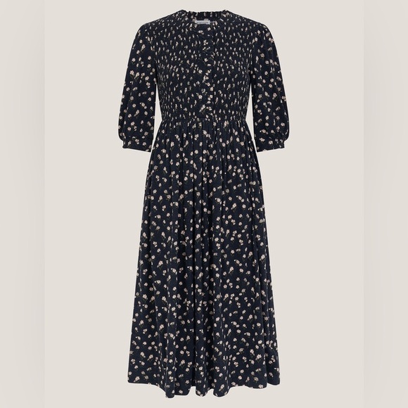 Monsoon Black Orielle Print Jersey Midi Dress - Picture 6 of 10